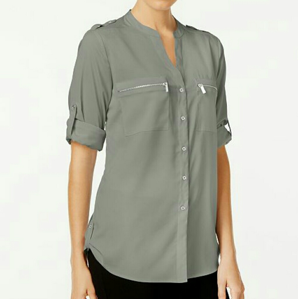 Calvin Klein Utility Button Down Blouse size Med
